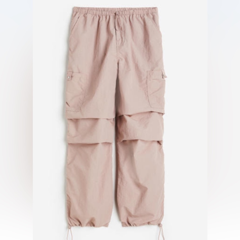 H&M Pink Cargo parachute Pants size large